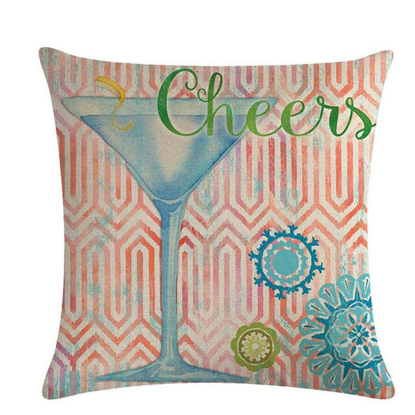 Wine Glass Pattern Pillow Case