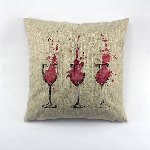 Wine Glasses Print Pillow Case